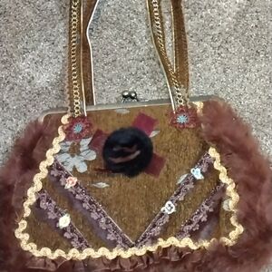 Elegant Brown and Gold Women's Handbag